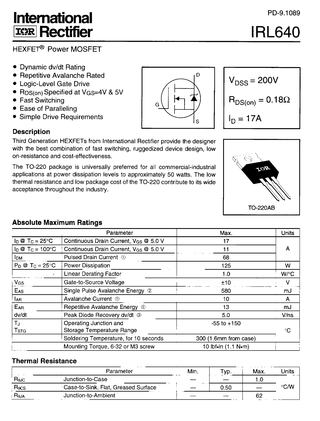 Datasheet IRL 640 Datasheet - ManualMachine.com