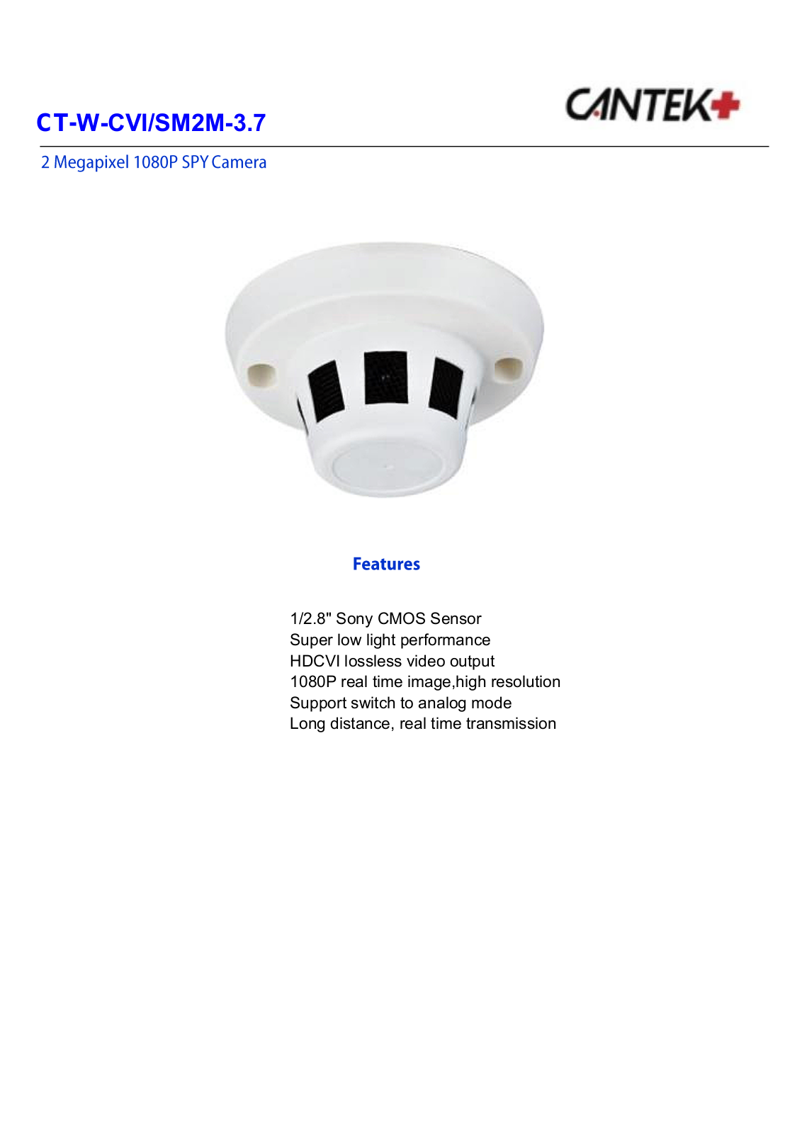 Cantek CT-W-CVI-SM2M-3.7 Specsheet
