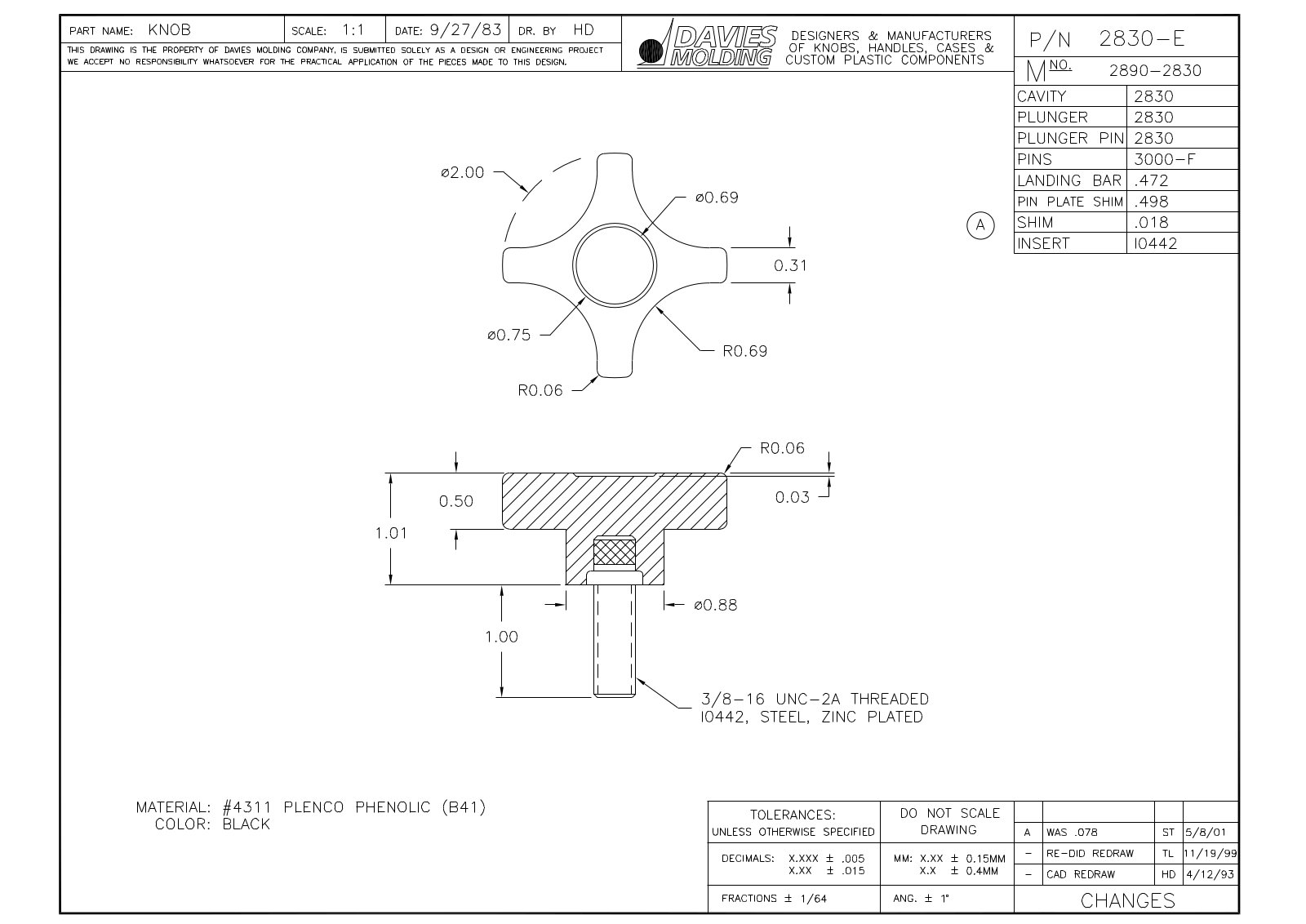 Davies Molding 2830-E Reference Drawing