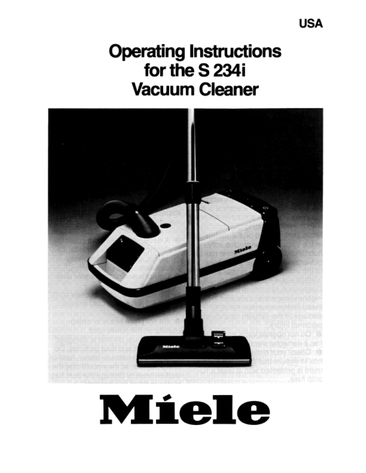 Miele S234I User Manual