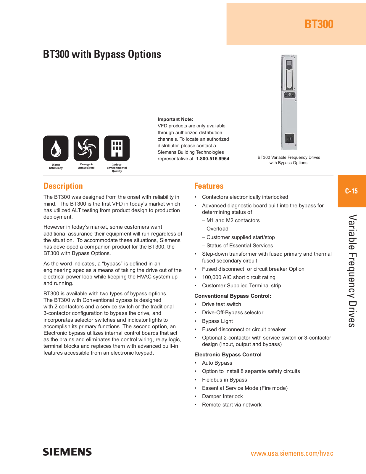 Siemens Building Technologies BT300 Features and Benefits