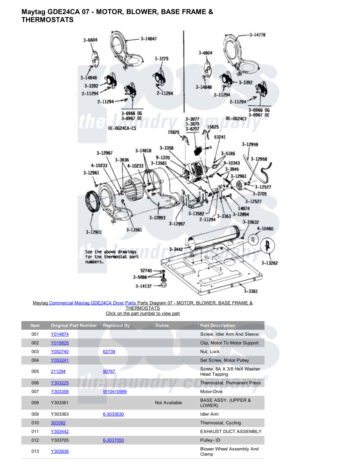 Maytag GDE24CA Parts Diagram