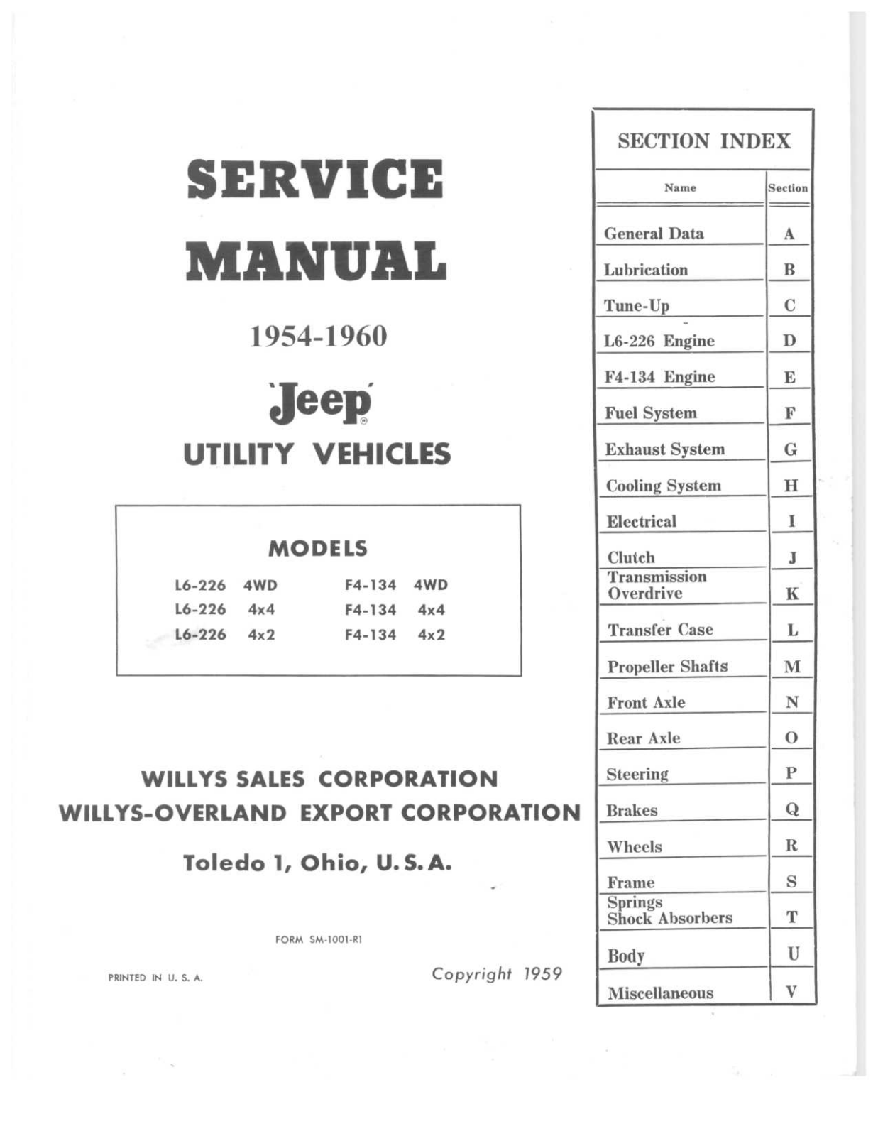 Jeep Willys 1954 1960 User Manual