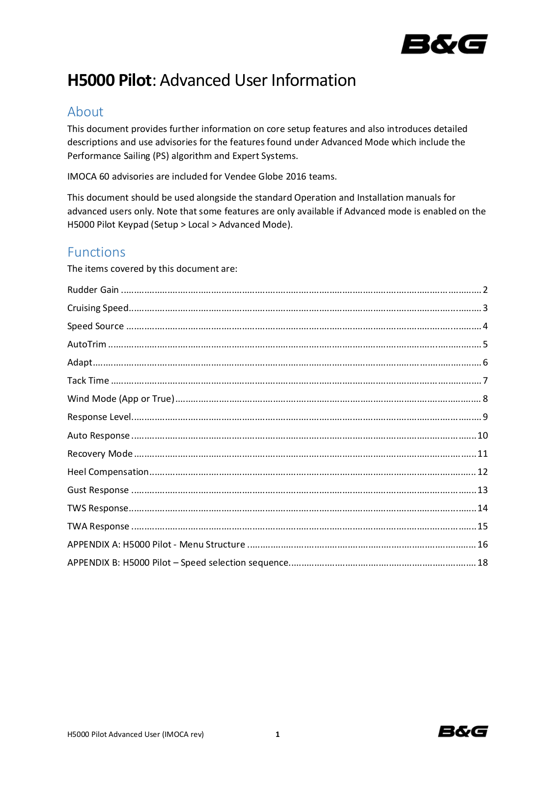 B&G H5000 Pilot Advanced User Information