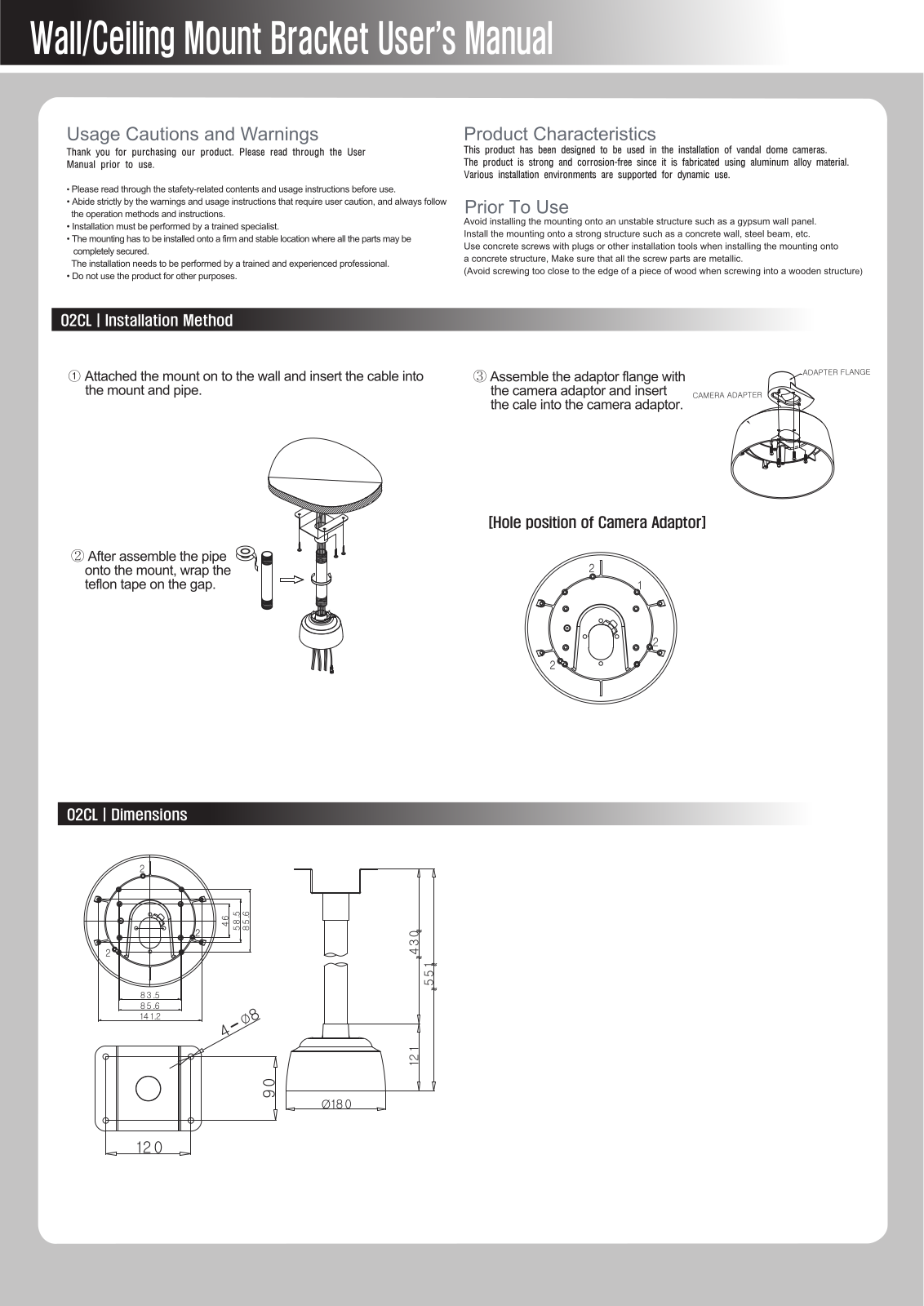 Speco O2CL User Manual