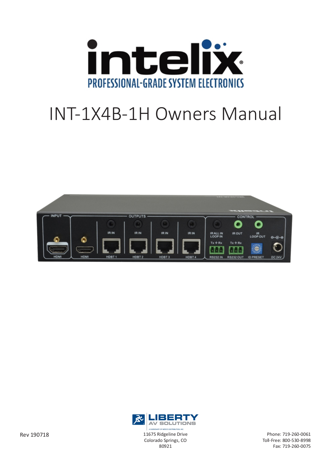 Intelix INT-1X4B-1H Users Manual