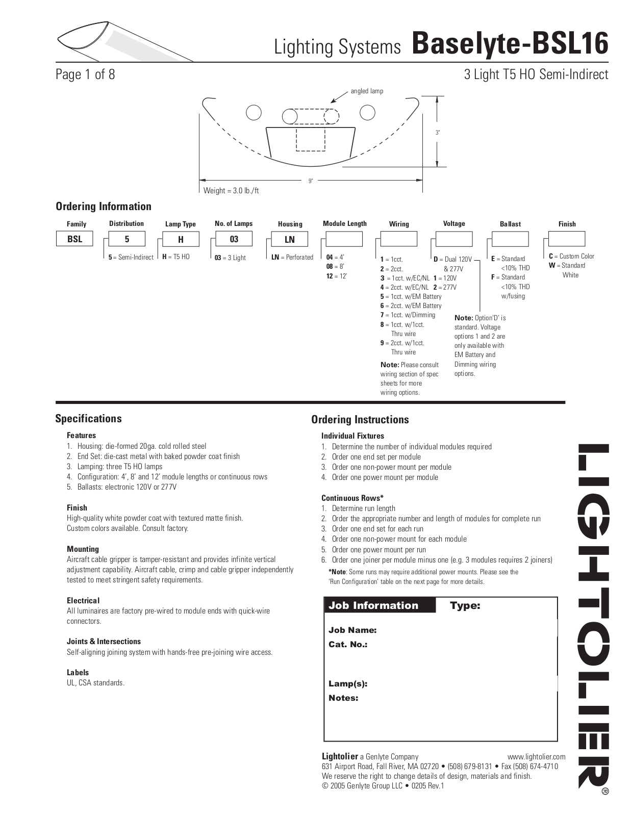 Lightolier BSL16 User Manual