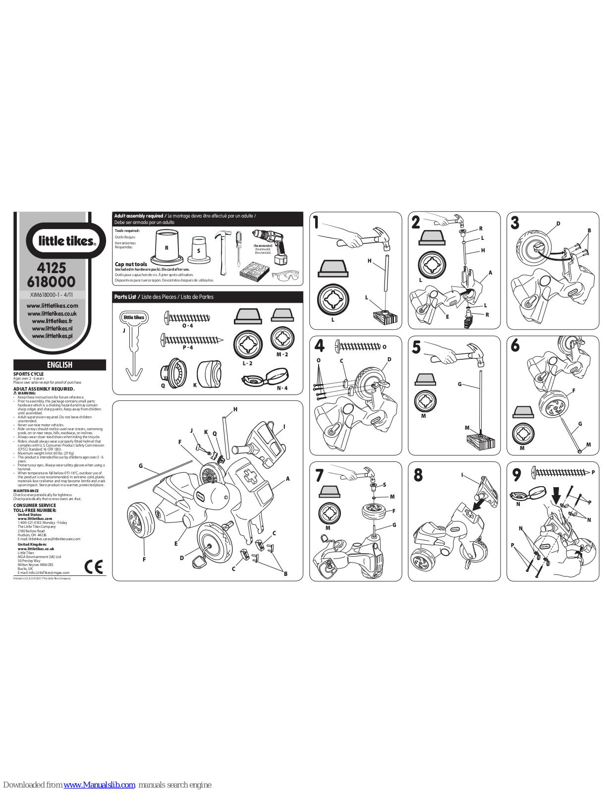 Little Tikes 618000, 4125 Assembly Instructions Manual