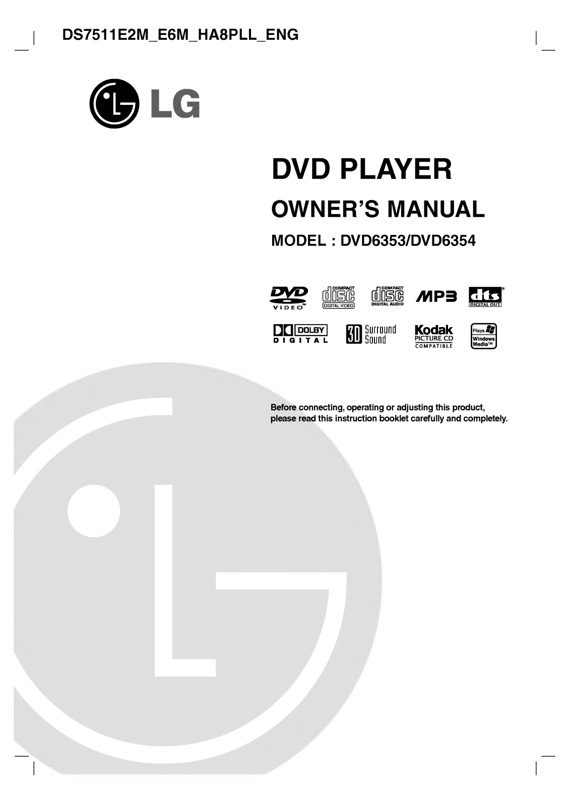 Lg DVD6353 User Manual