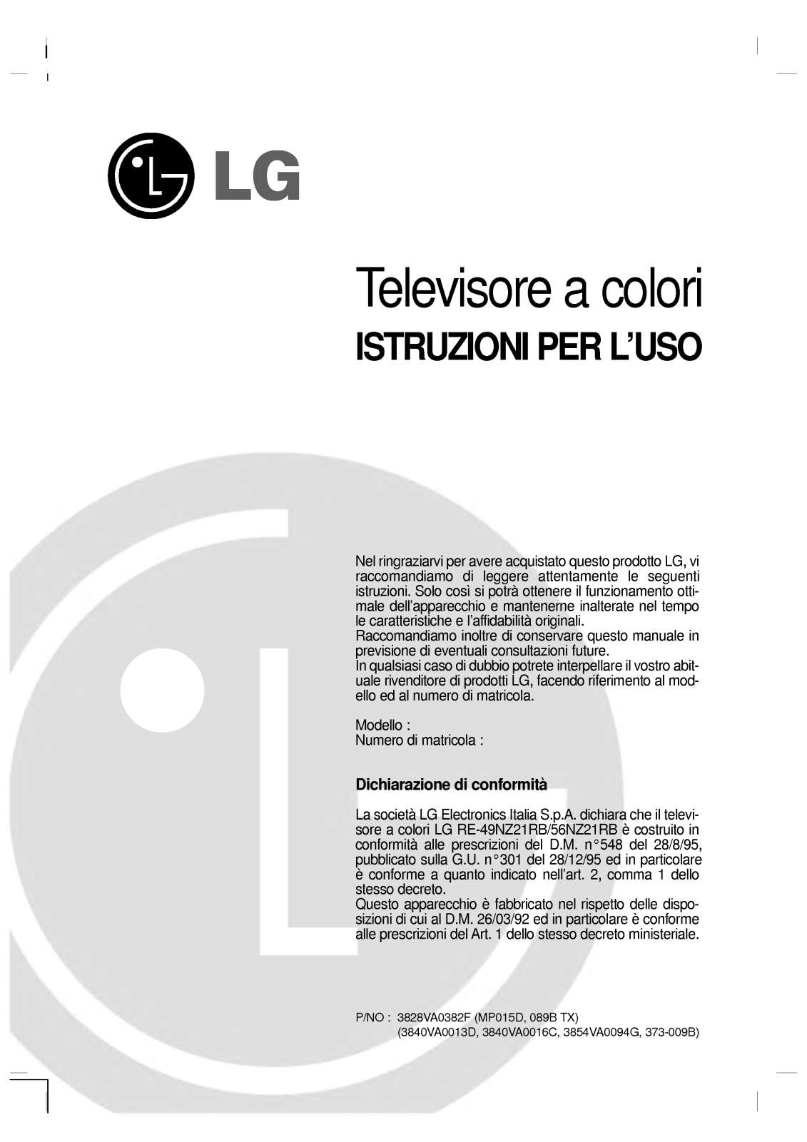 Lg RE-49NZ21RB User Manual