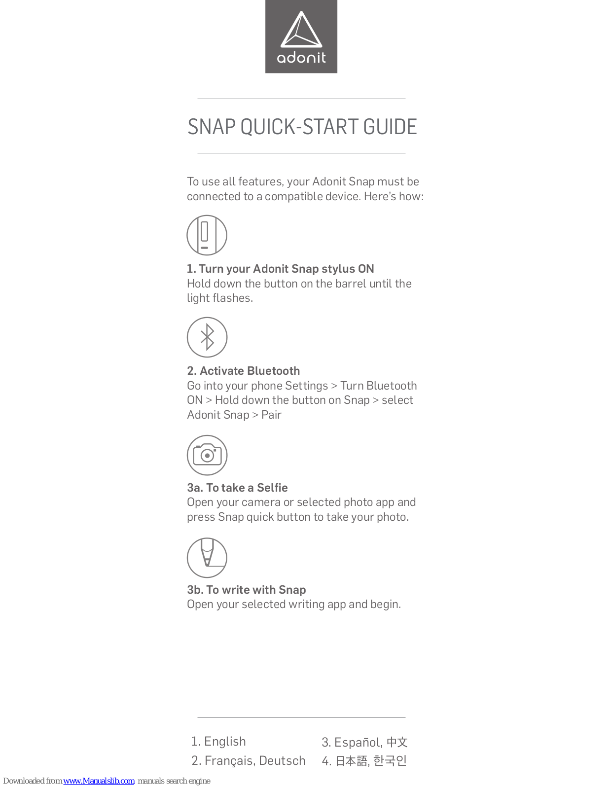 Adonit SNAP Quick Start Manual