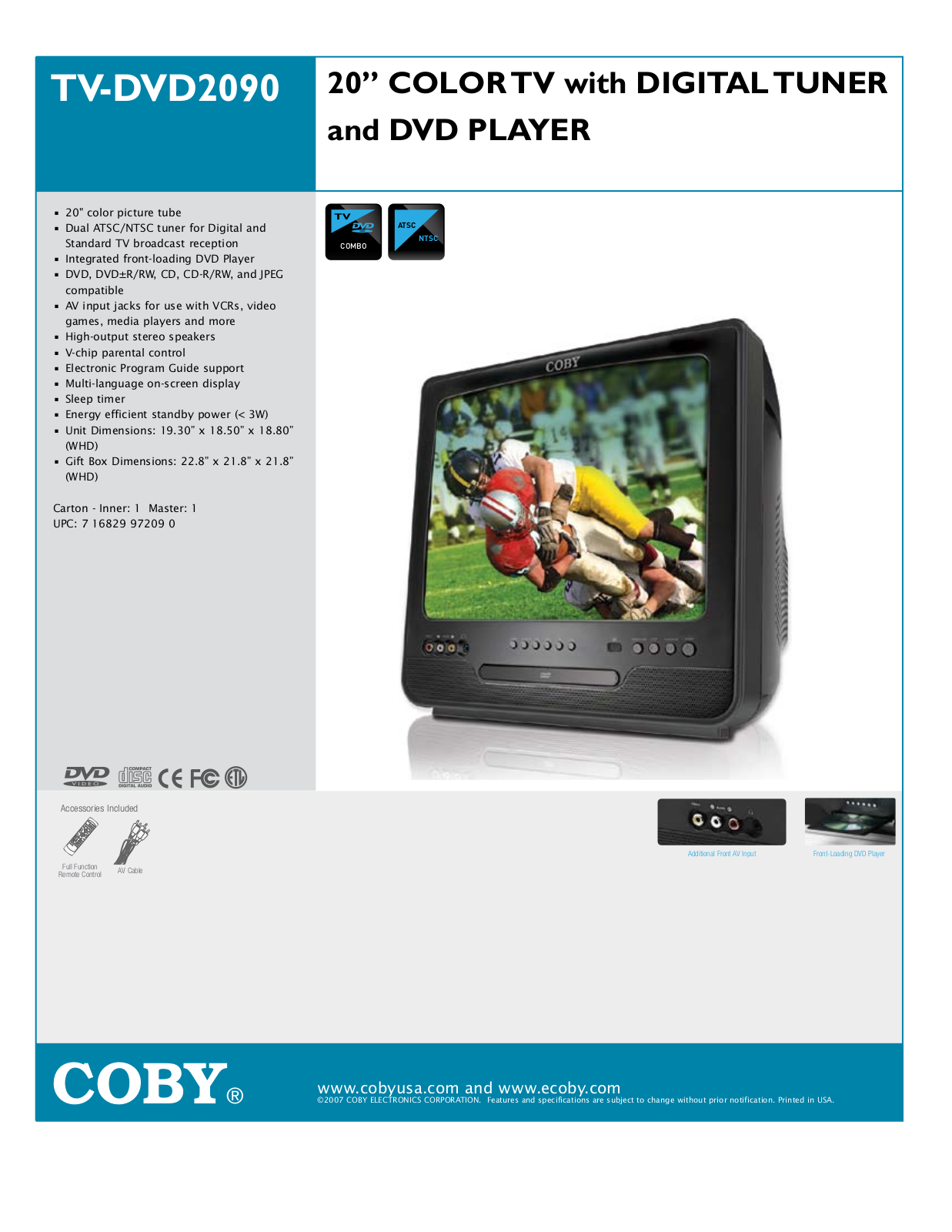 COBY TV-DVD2090 User Manual