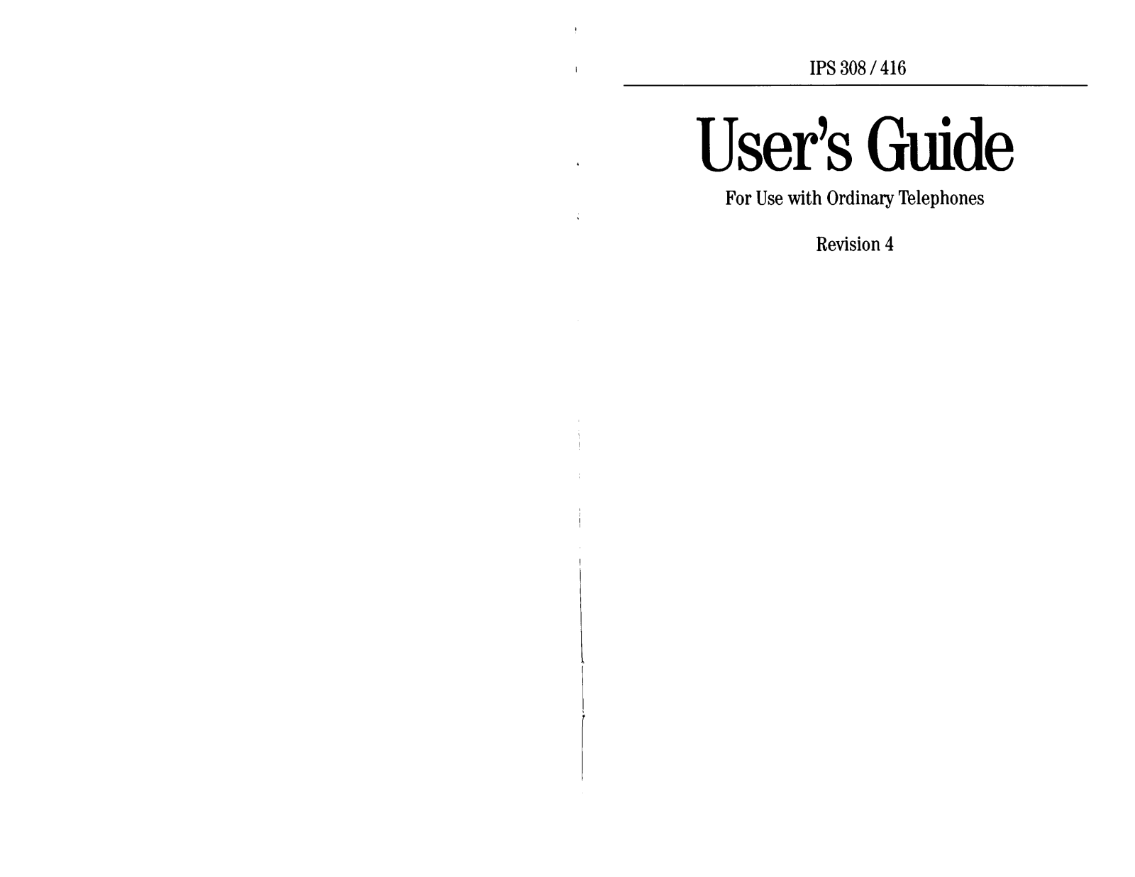 IPS Ips 308 & 416 IPS Single Line - Telephone User Guide