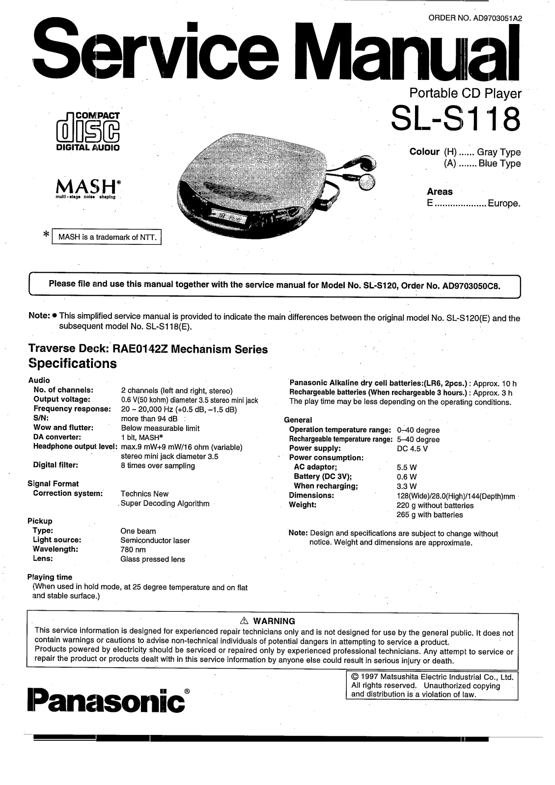 Technics SLS-118 Service manual