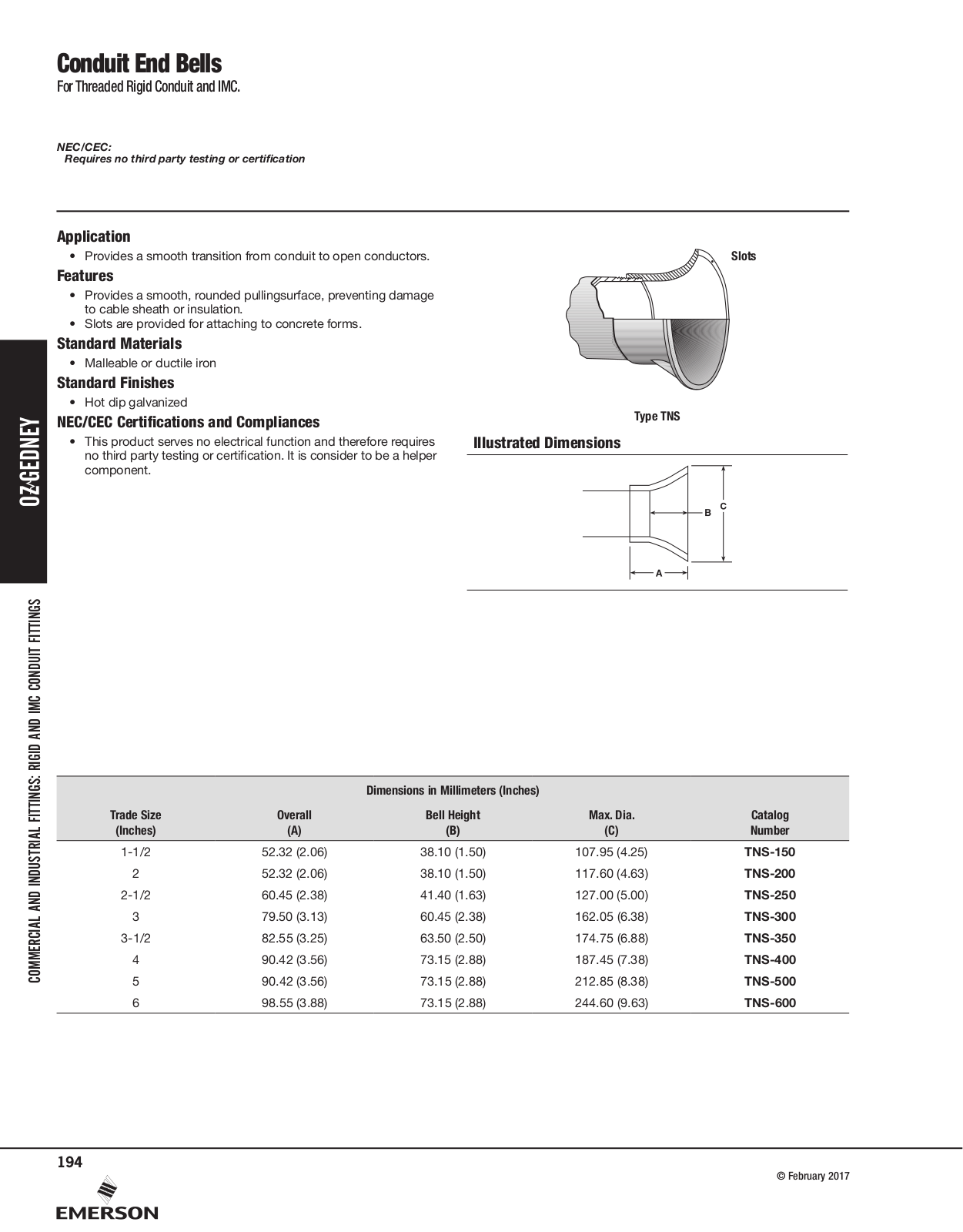 Appleton Conduit End Bells Catalog Page