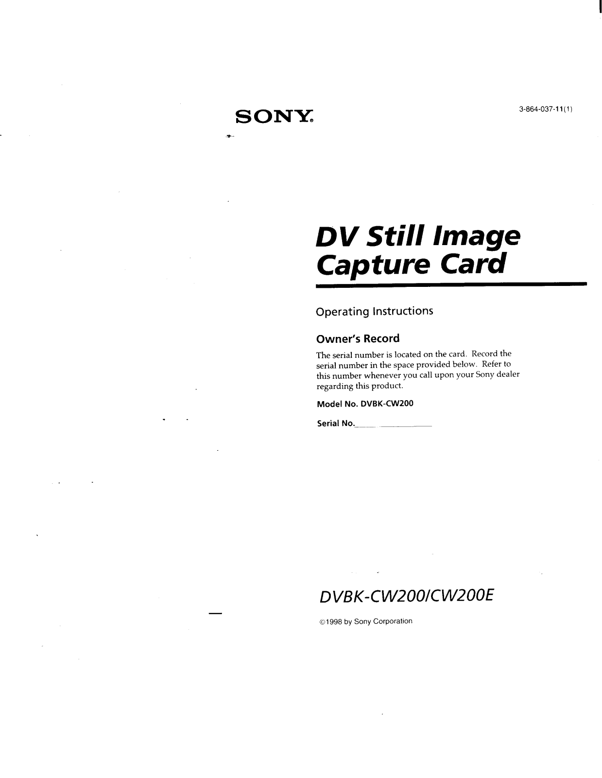 Sony DVBK-CW200 User Manual