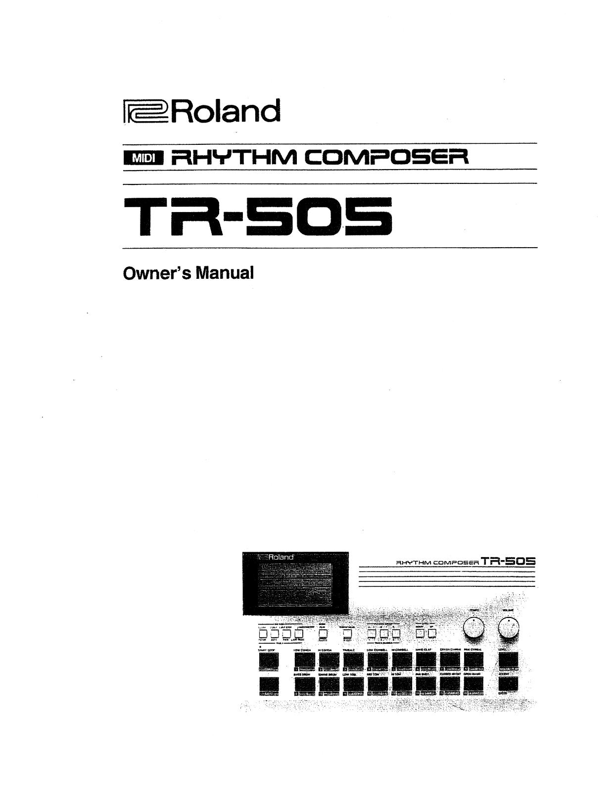 Roland Corporation TR-505 Owner's Manual