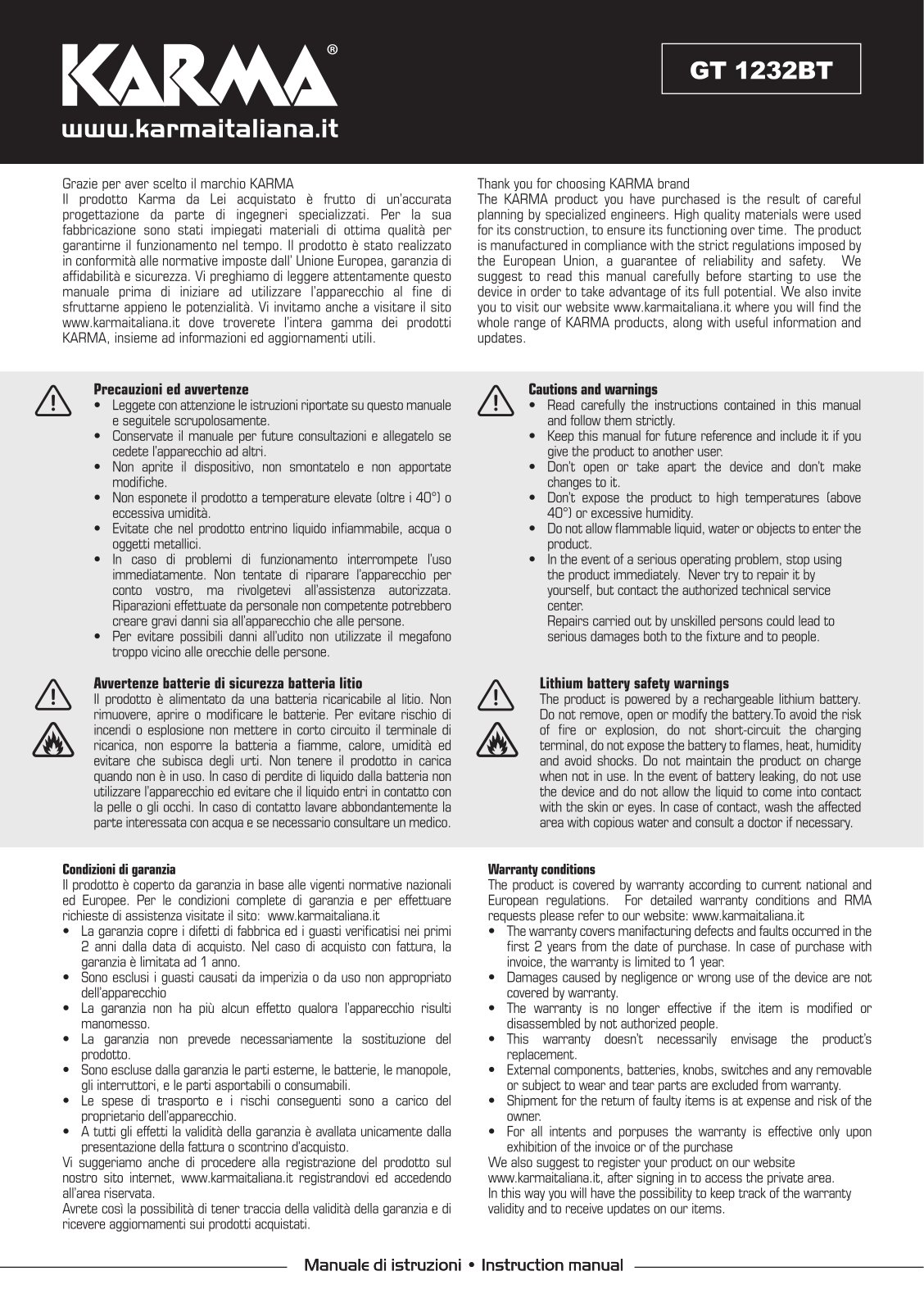 karma GT 1232BT User guide - ManualMachine.com