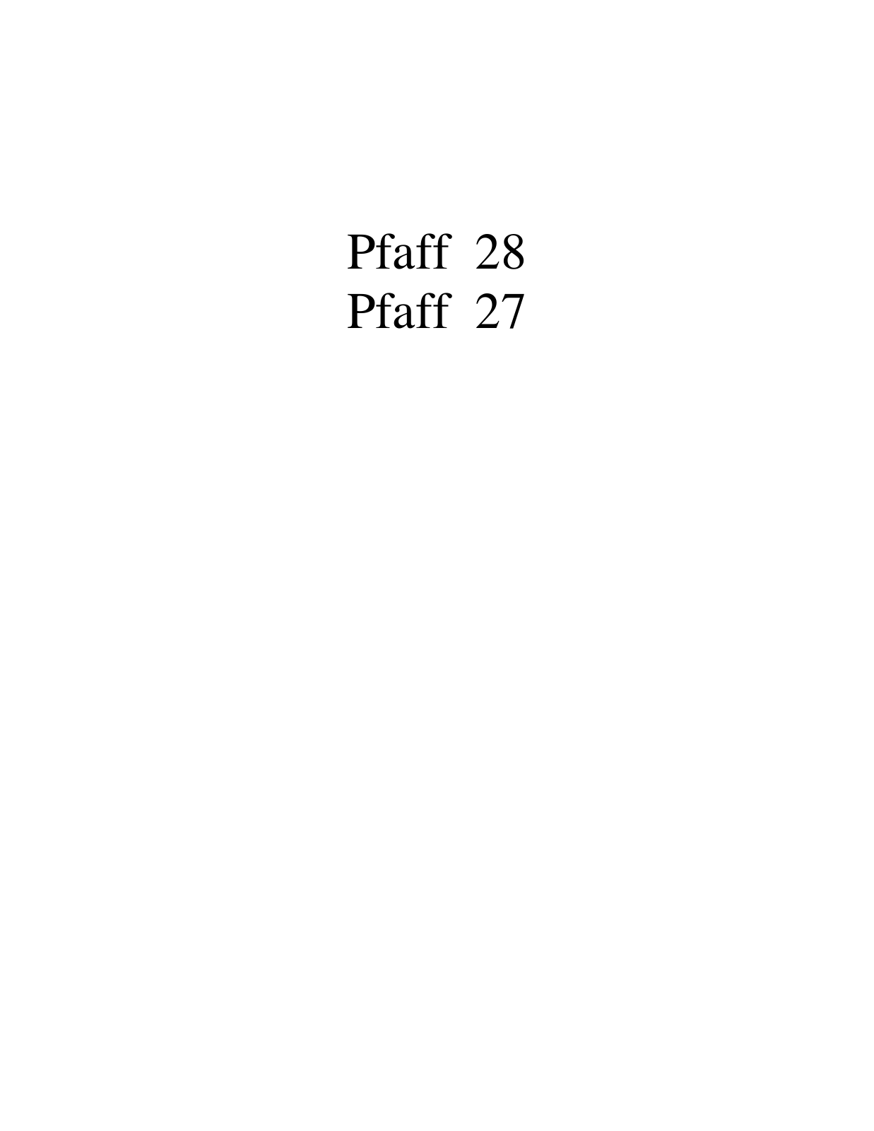 PFAFF 28, 27 Parts List