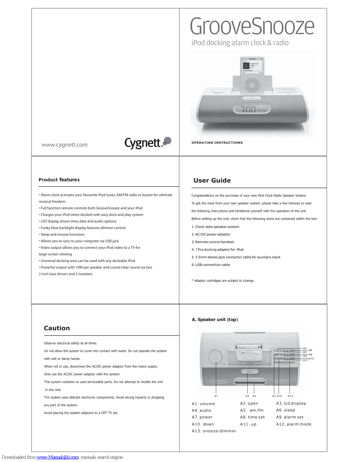 Cygnett GrooveSnooze CY-A-GZ, GrooveSnooze Operating Instructions Manual