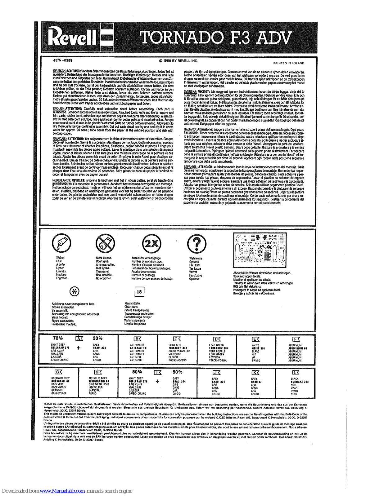 REVELL Tornado F.3 ADV Assembly Manual