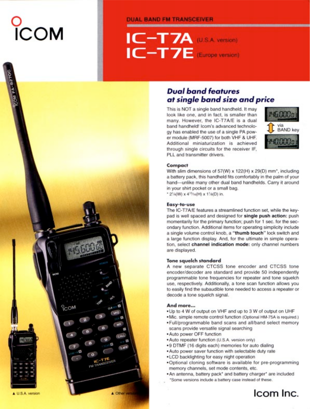 Icom IC-T7E, IC-T7A User Manual