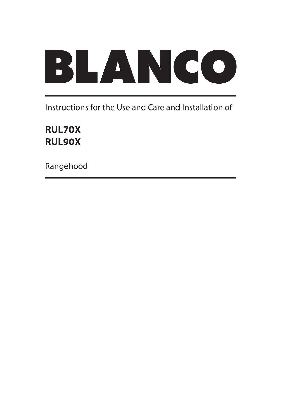 Blanco RUL90X, RUL70X User Manual