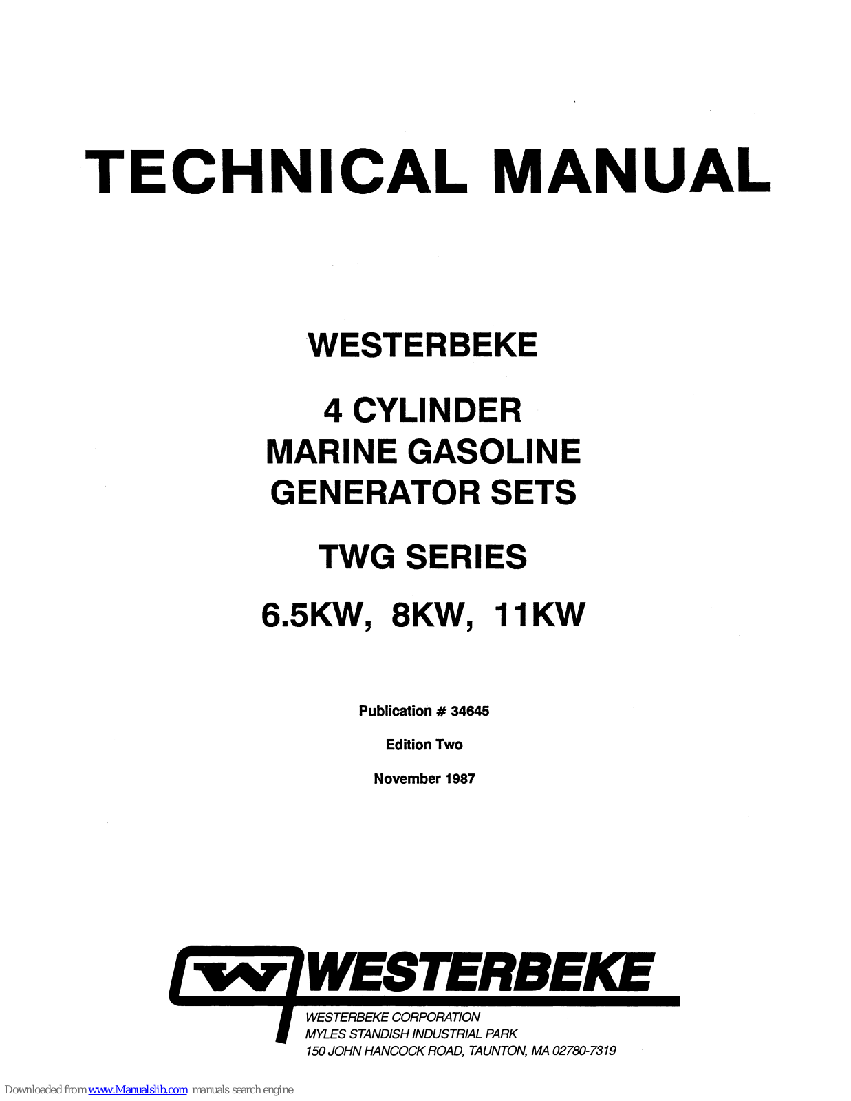 Westerbeke 6.5KW, 8KW, 11KW Technical Manual - ManualMachine.com