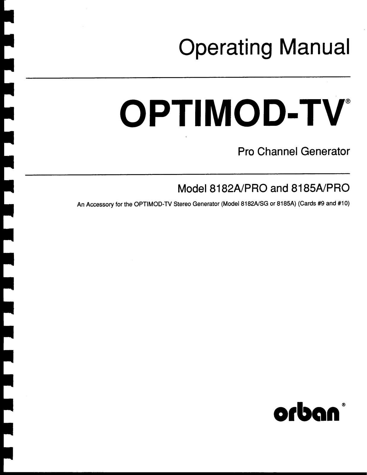 Orban TV 8185APRO, TV 8182APRO Service manual