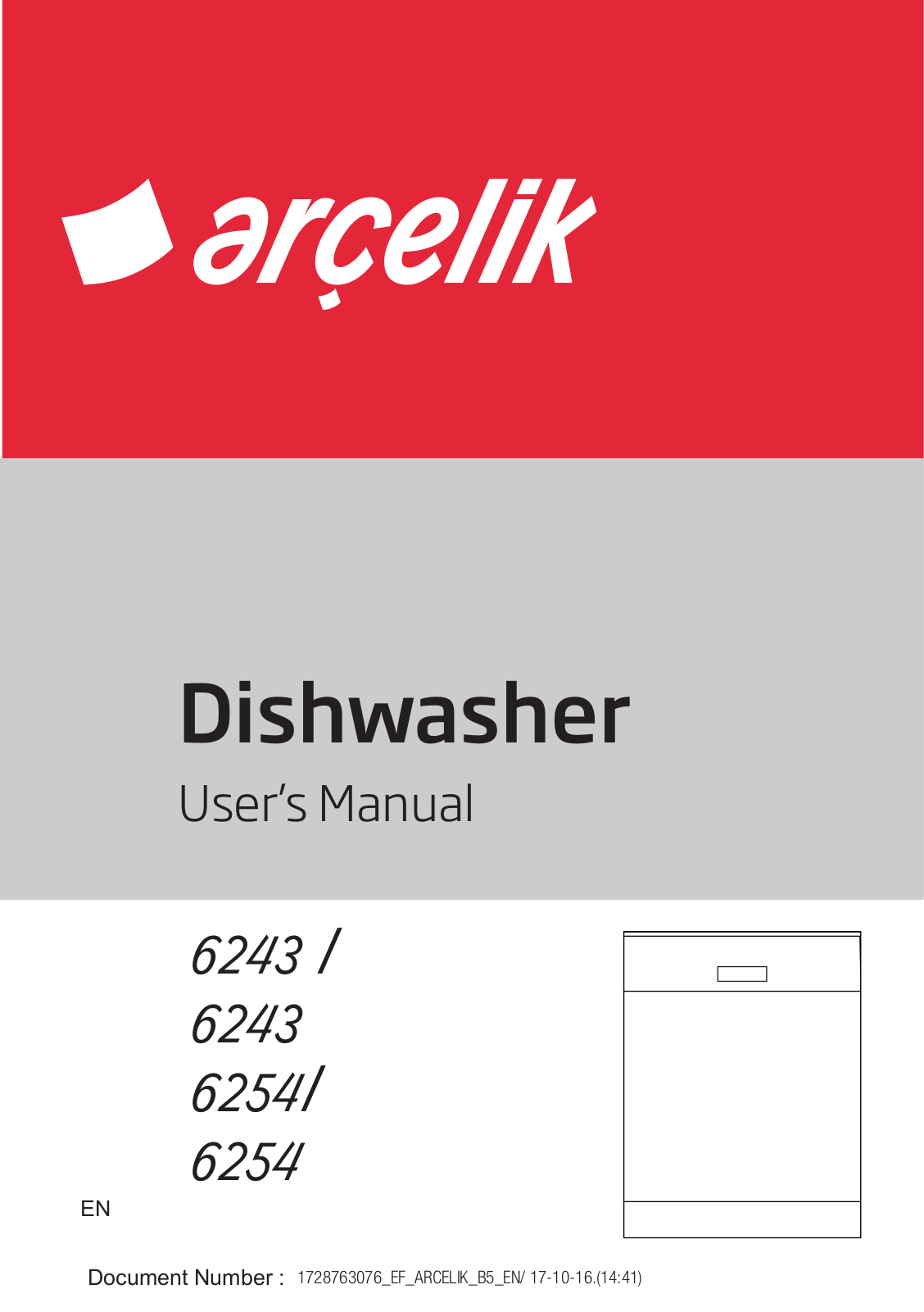 Arçelik 6243 I, 6243, 6254I, 6254 User manual