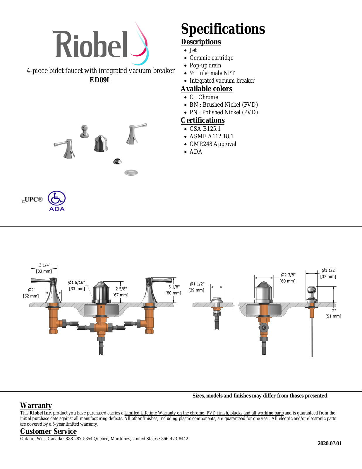 Riobel ED09LBN Specifications - ManualMachine.com