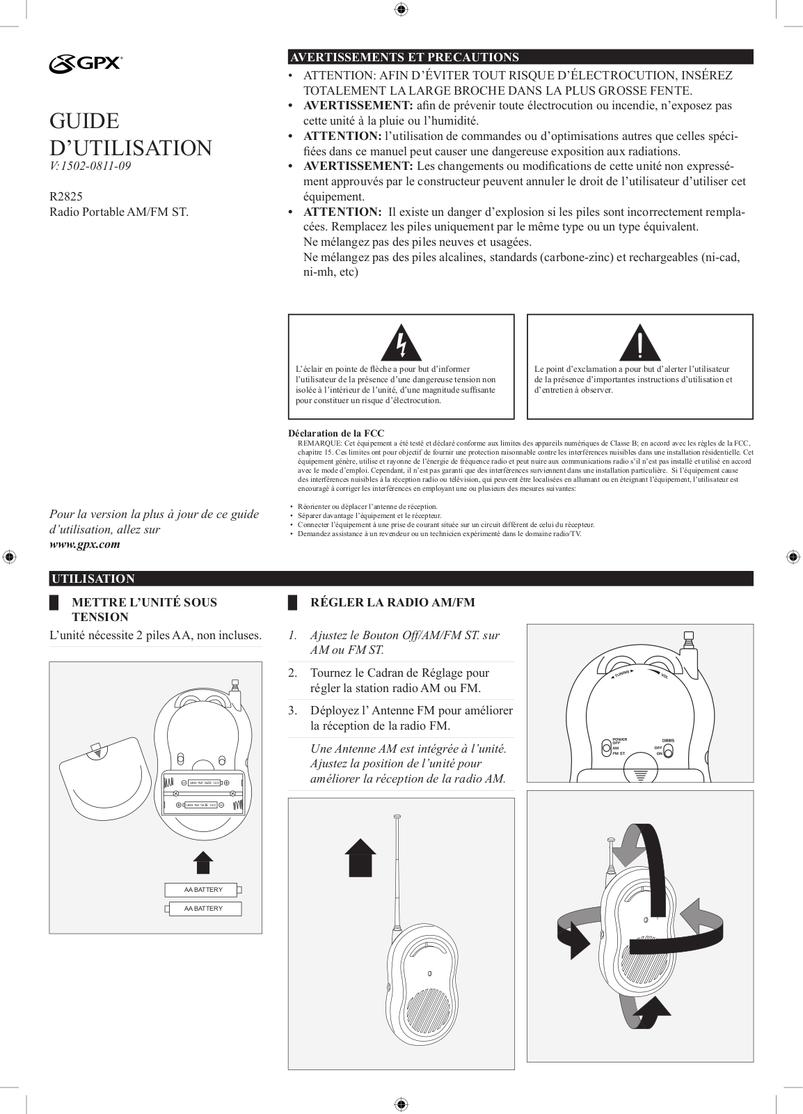 GPX R2825 Owner's Manual