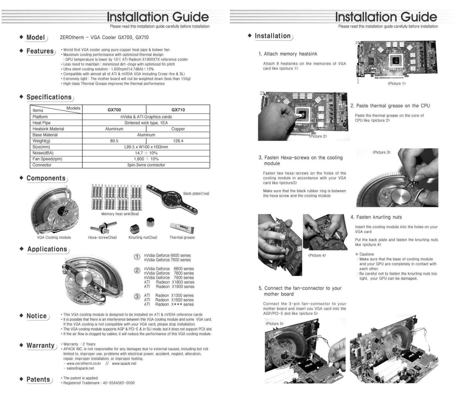 ZEROtherm GX700, GX710 User Manual