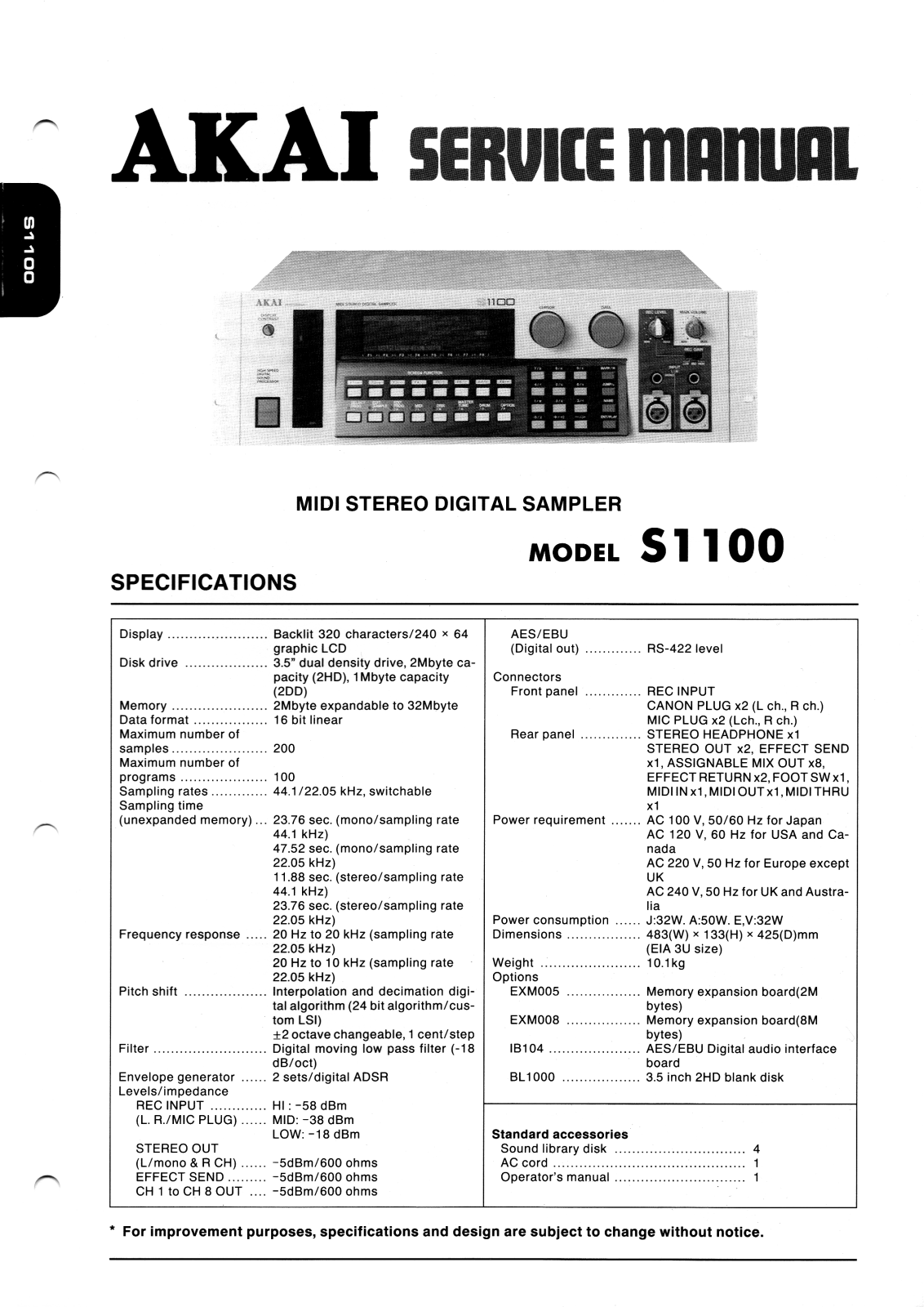 Akai S-1100 Service Manual