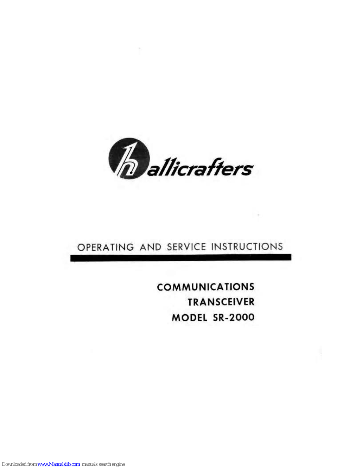 Hallicrafters SR-2000 Operating And Service Instructions