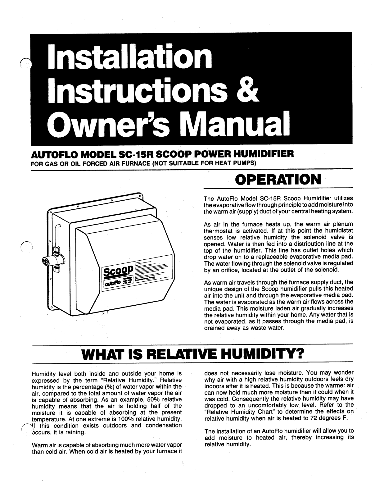 Autoflo Sc-15r Owner's Manual