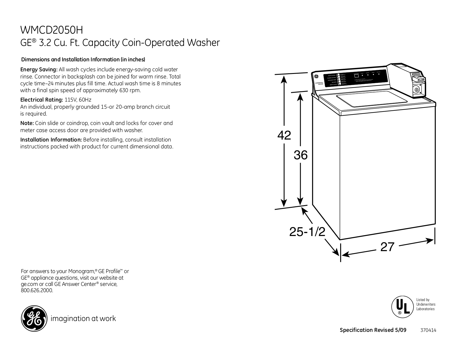 GE WMCD2050H Specification - ManualMachine.com