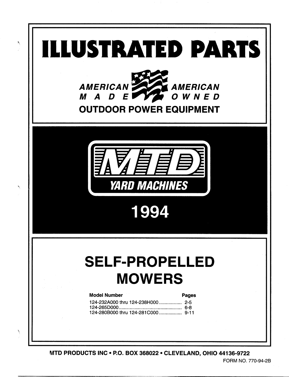 MTD 124-265D000, 124-232A000, 124-238H000, 124-280B000, 124-281C000 User Manual