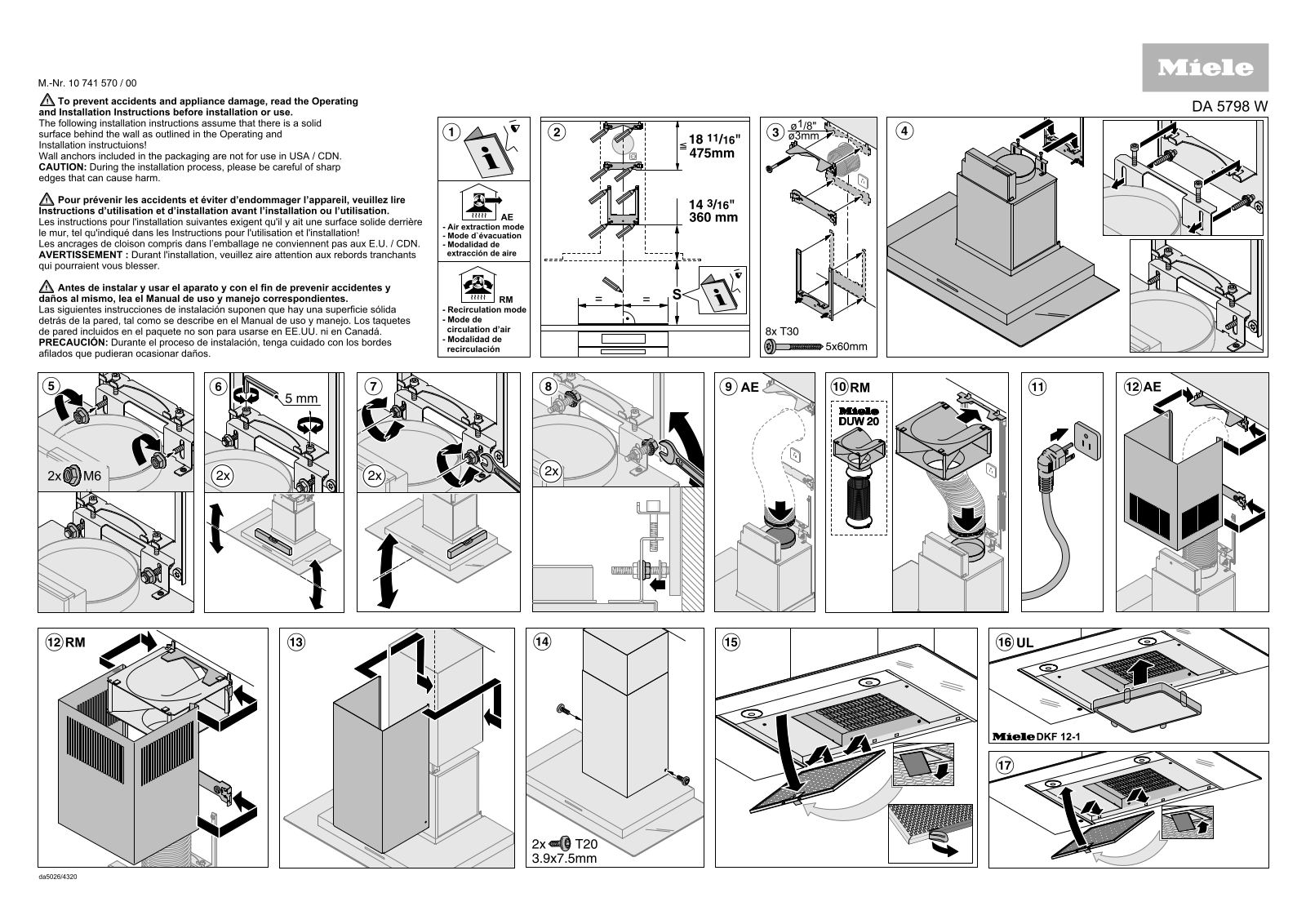 Miele DA 5798 W Assembly plan