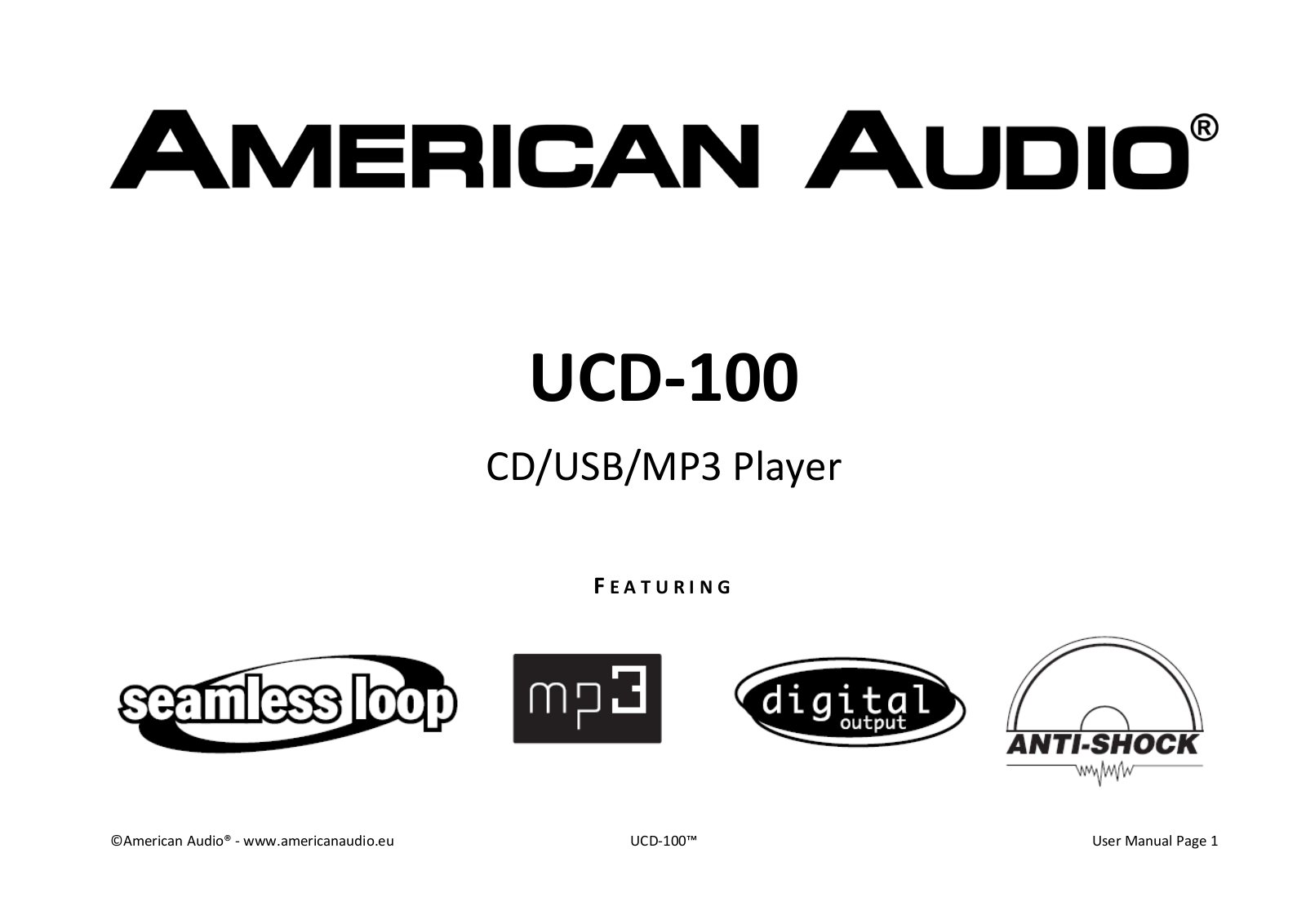 American Audio UCD‐100 User Instructions