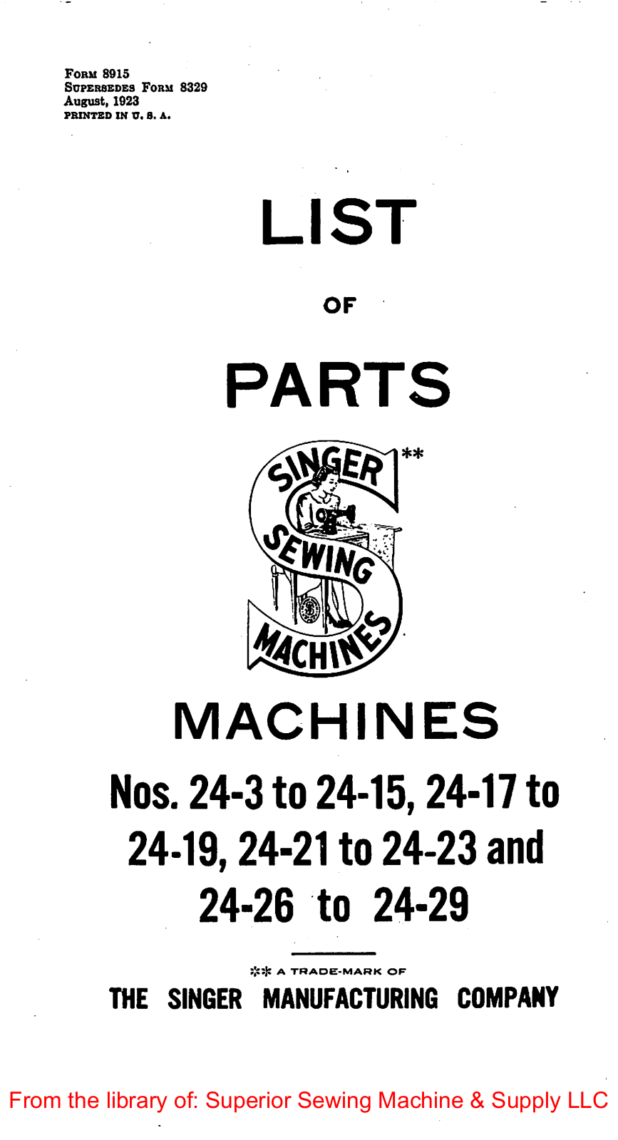 Singer 24-3, 24-4, 24-5, 24-6, 24-7 User Manual