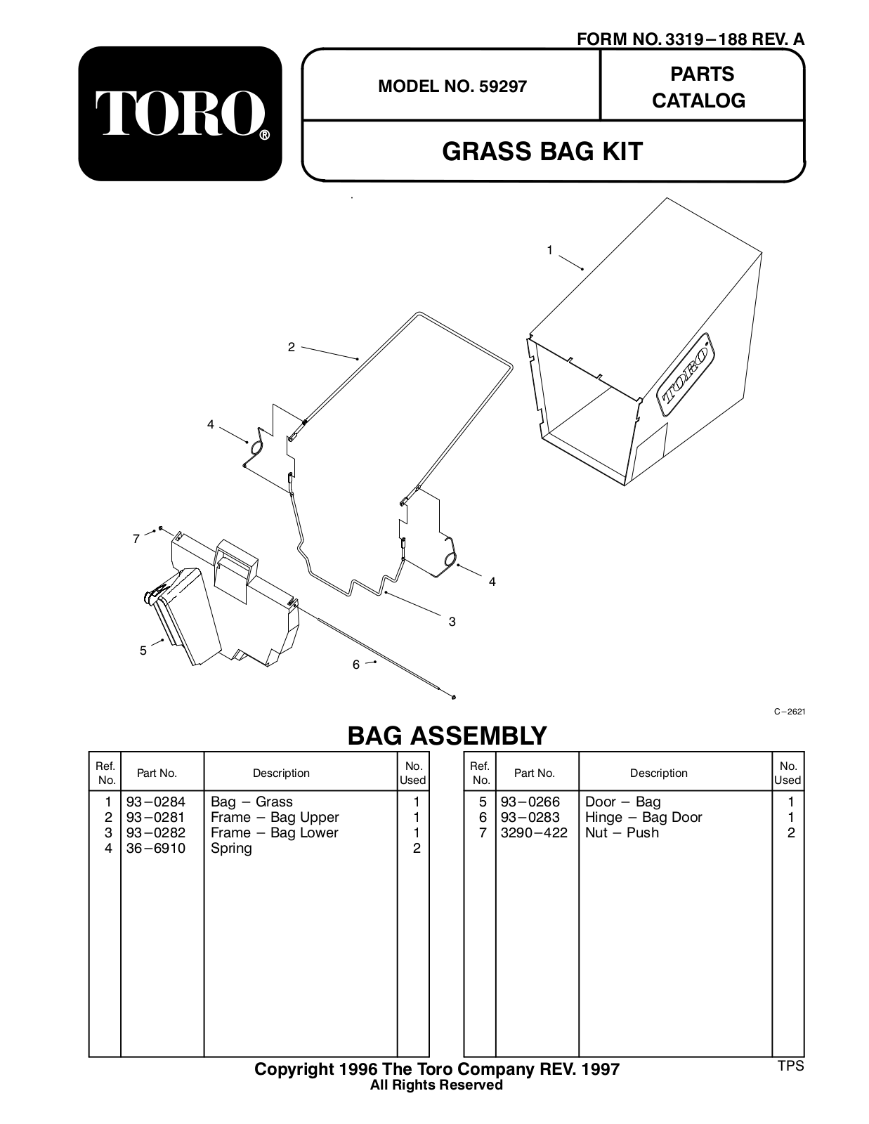 Toro 59297 Parts Catalogue