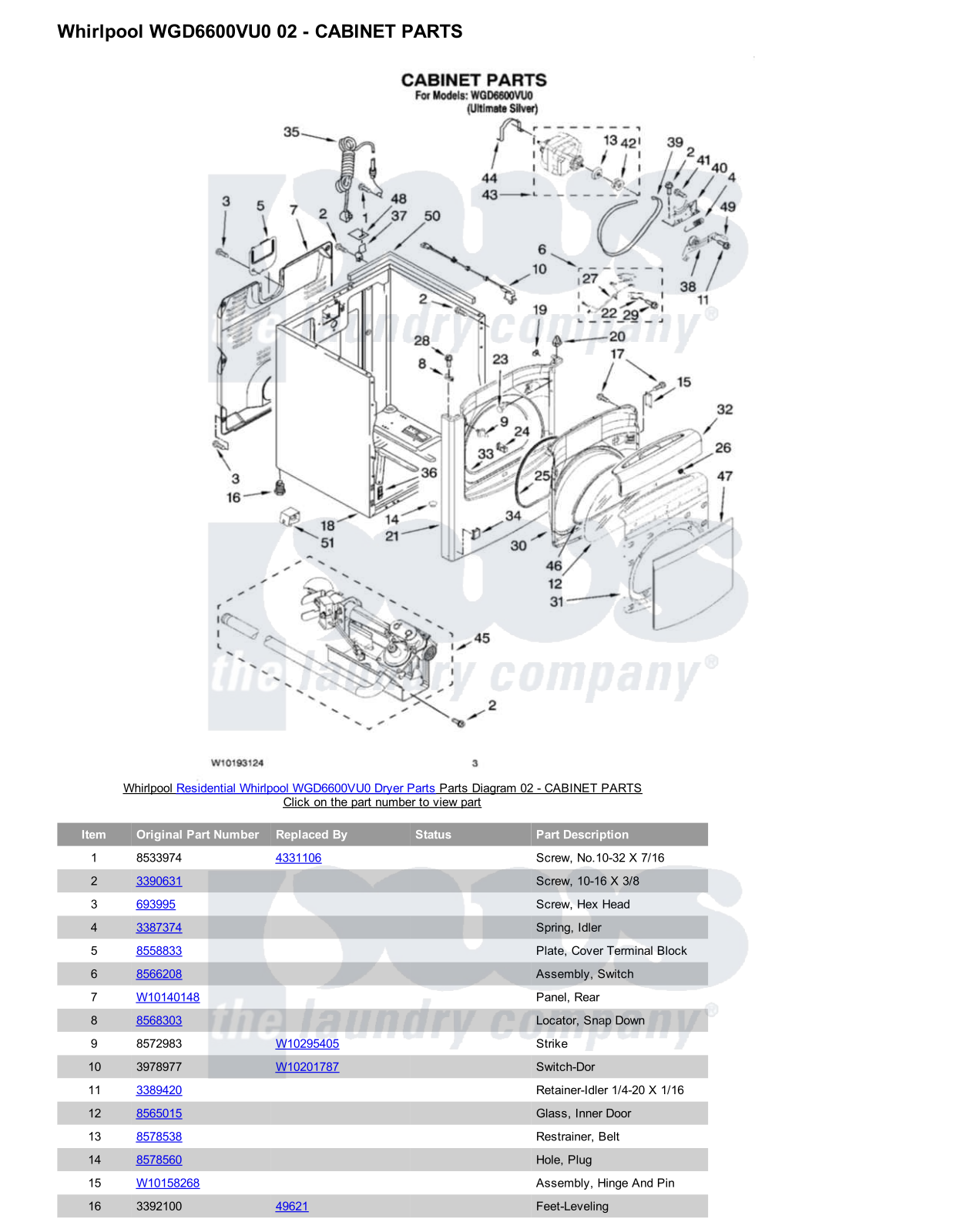 Whirlpool WGD6600VU0 Parts Diagram