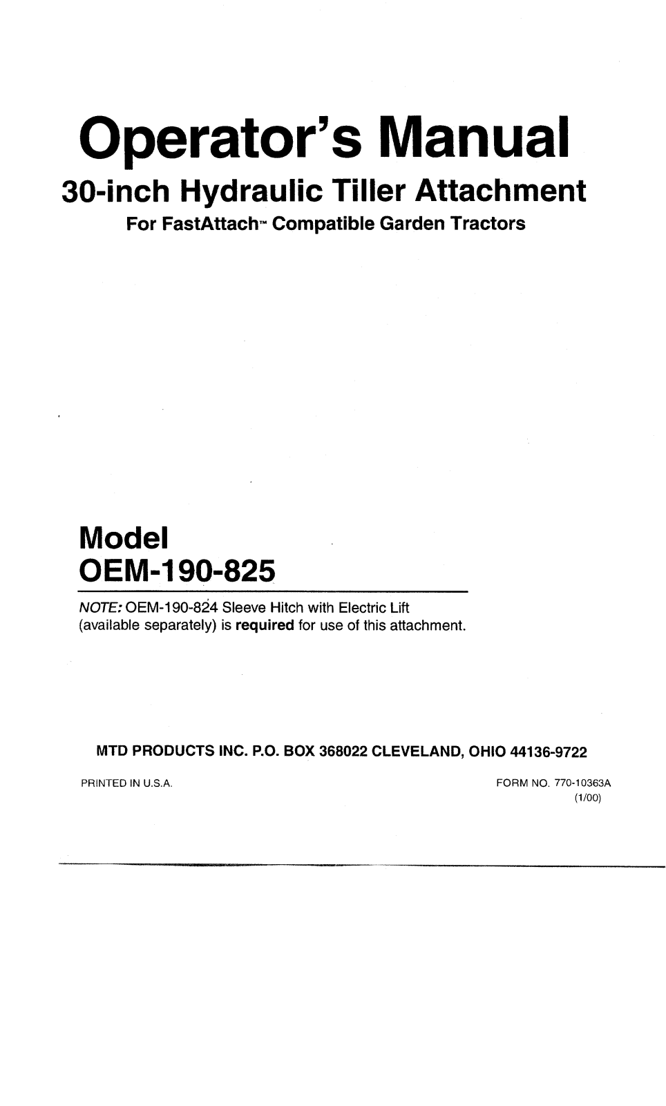 Mtd OEM-190-825 owners guide