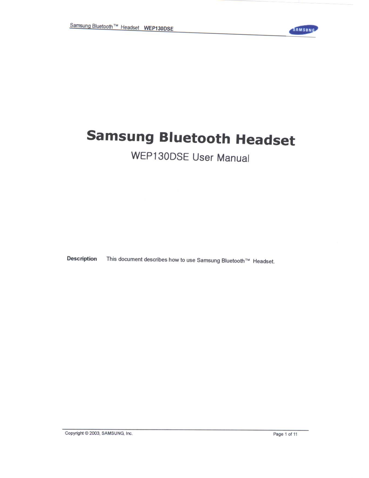 Samsung WEP130DSE User Manual