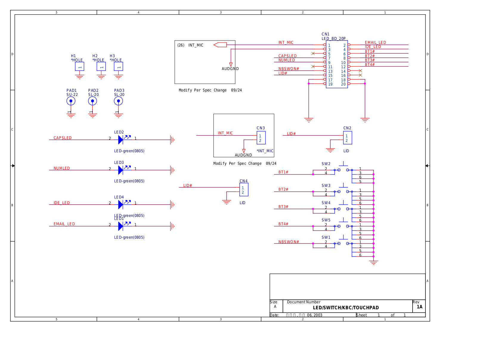 Acer Aspire 1450, Ferrary 3000 Schematics LED BOARD