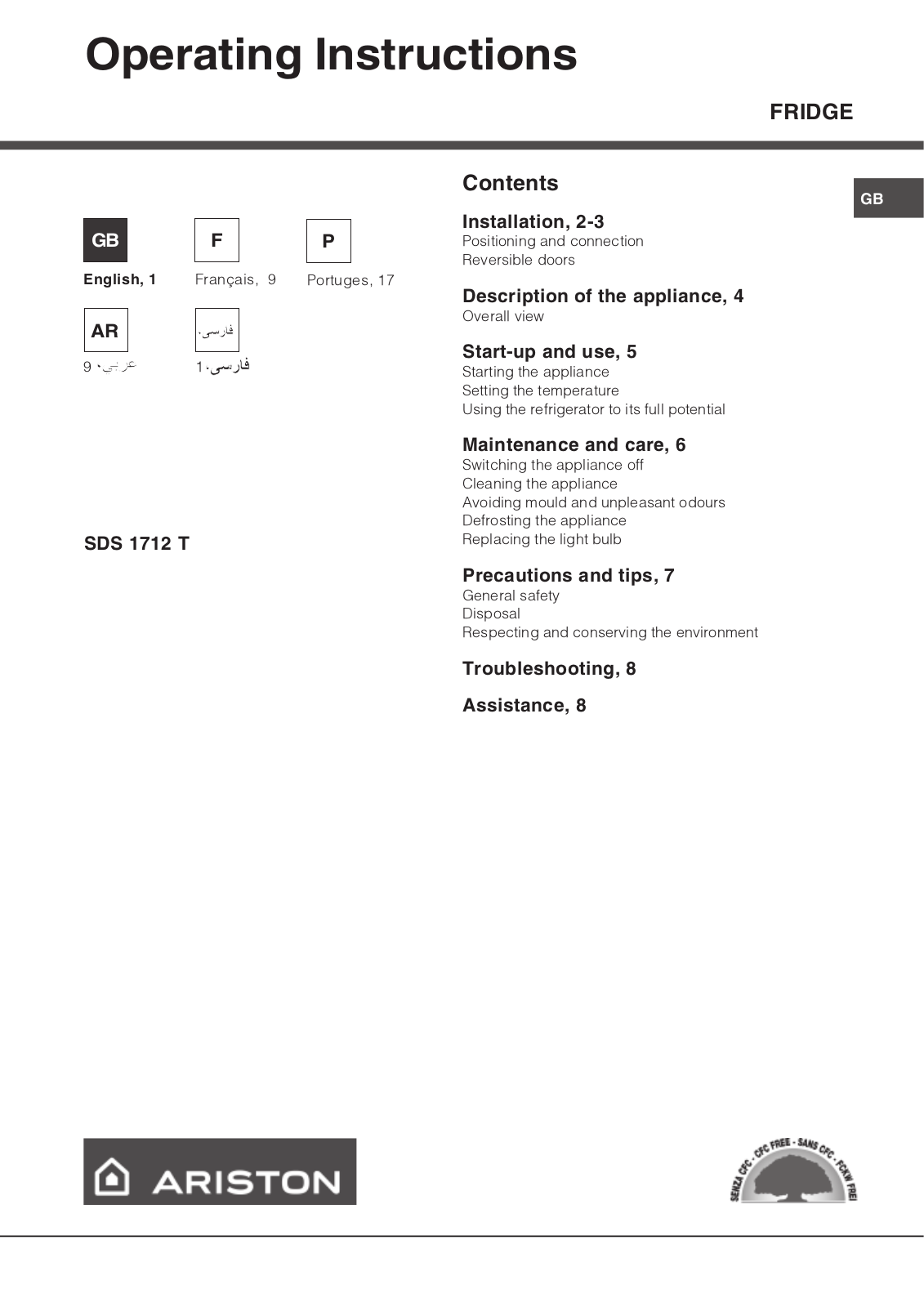 Hotpoint SDS 1712 T User Manual