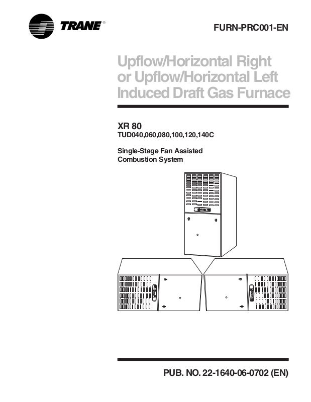 Trane TUD040, TUD0060, TUD0080, TUD0100, TUD0120 User Manual