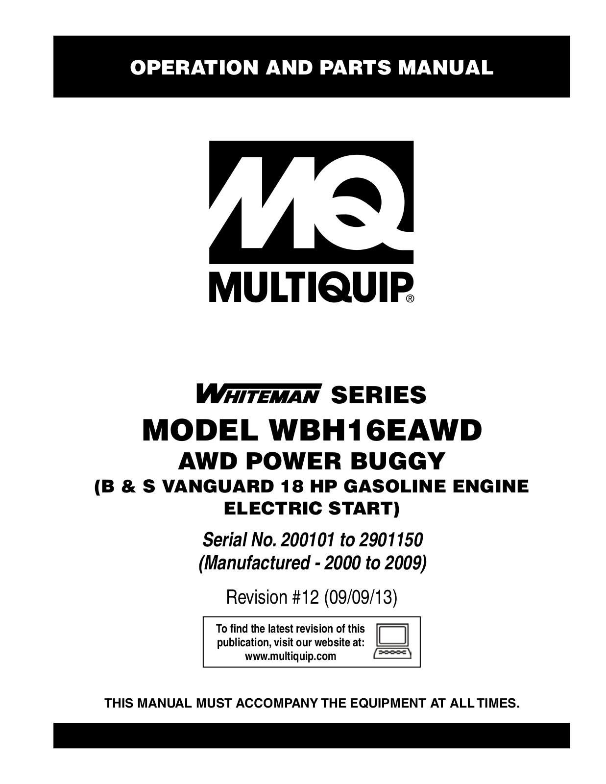 Multiquip WBH16EAWD User Manual