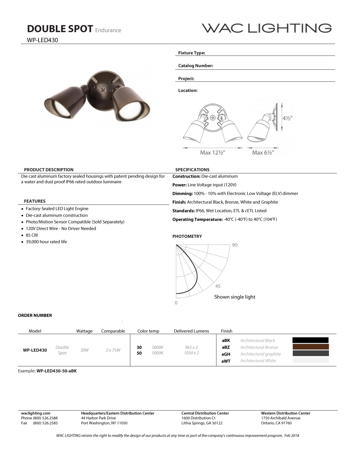 WAC Lighting W001035306 Specifications - ManualMachine.com